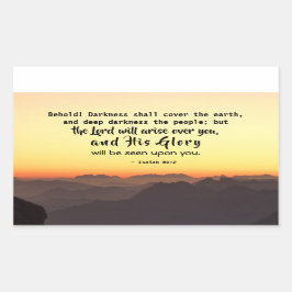 Adesivo Retangular Isaiah 60:2 A escuridão deve cobrir a Bíblia da Te