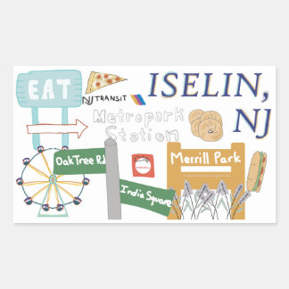 Adesivo Retangular Iselin, NJ Doodle Sticker