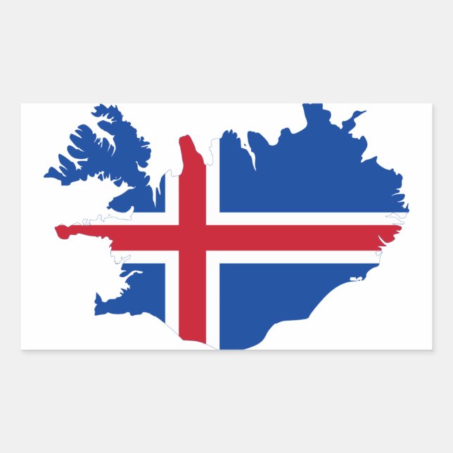 Adesivo Retangular Islândia IS Ísland Mapa de Sinalizador (Frente)
