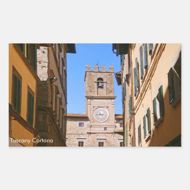 Adesivo Retangular Itália Toscana Cortona. Câmara Municipal. (Frente)