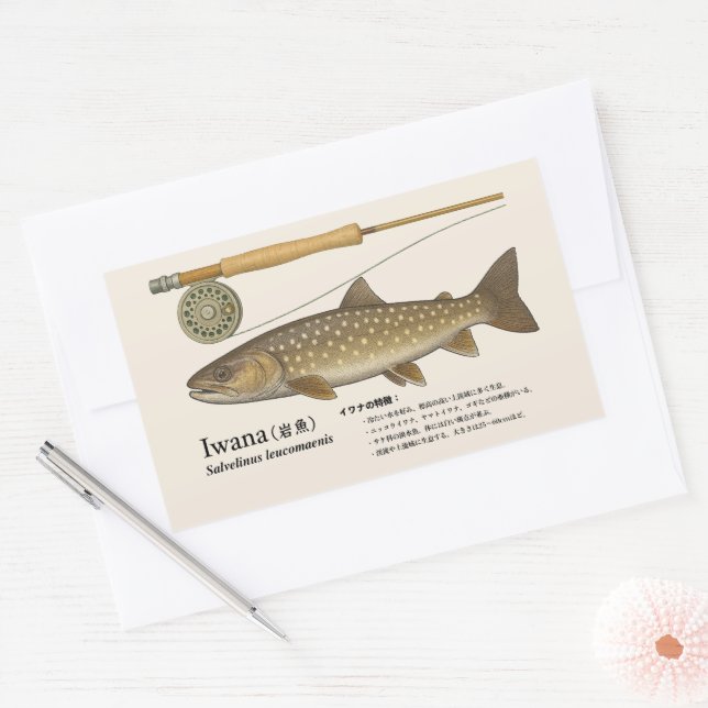 Adesivo Retangular Iwana (Salvelinus leucomaenis) – Ilustração Japone (Envelope)