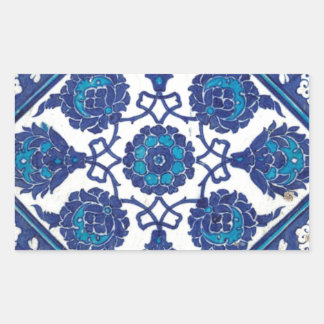 Adesivo Retangular Iznik Floral Étnica Tribal Turca Potéria Mosaica T