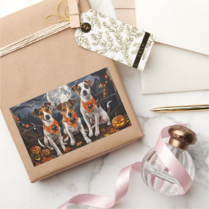 Adesivo Retangular Jack Russell Halloween Spooky