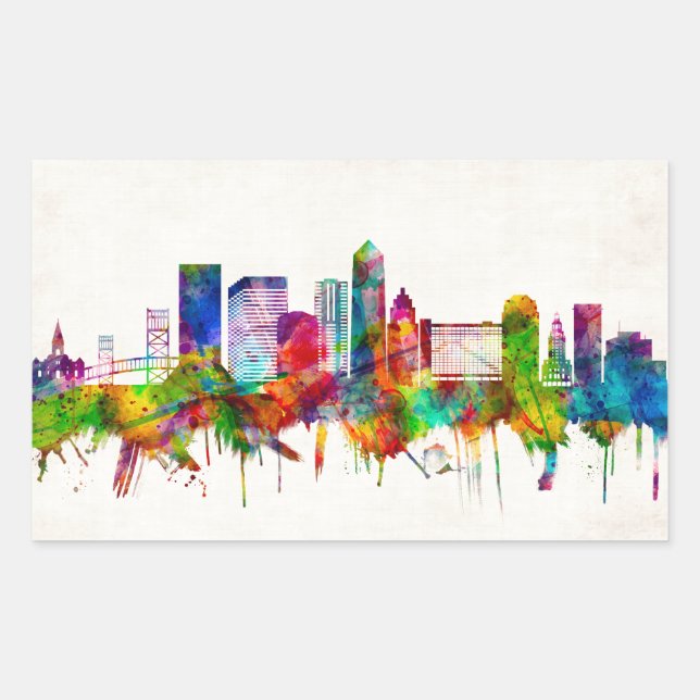 Adesivo Retangular Jacksonville Florida Skyline (Frente)