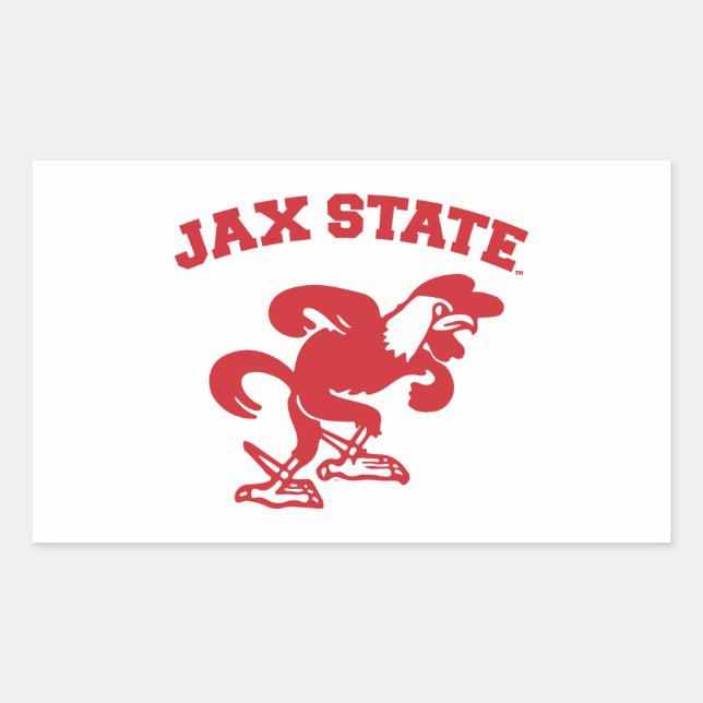 Adesivo Retangular Jacksonville State University JAX State Gamecocks (Frente)