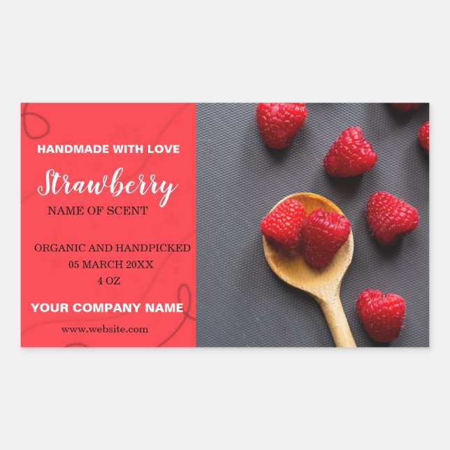 Adesivo Retangular Jam de Morango Moderno (Frente)