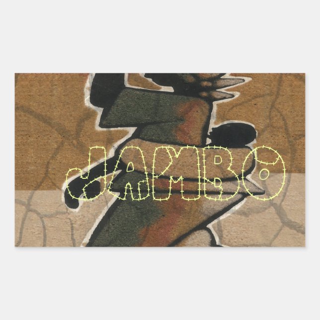 Adesivo Retangular Jambo Habari Hakuna Matata. (Frente)