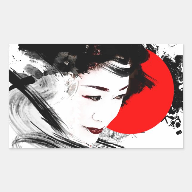 Adesivo Retangular Japonês Geisha (Frente)