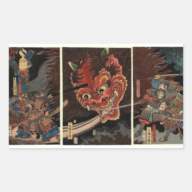 ADESIVO RETANGULAR JAPONÊS SAMURAI STICKER (Frente)