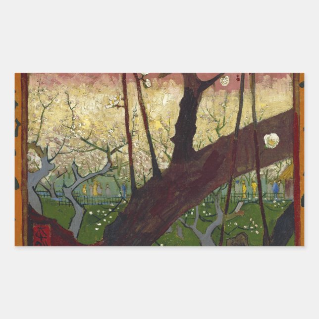 Adesivo Retangular Japoneses de Van Gogh depois de Hiroshige (Frente)