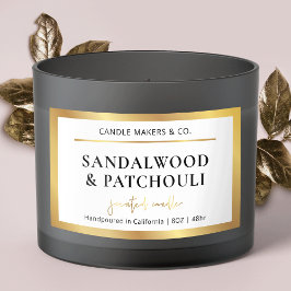 Adesivo Retangular Jar de Vela do Dourado Script Faux Metálico Elegan