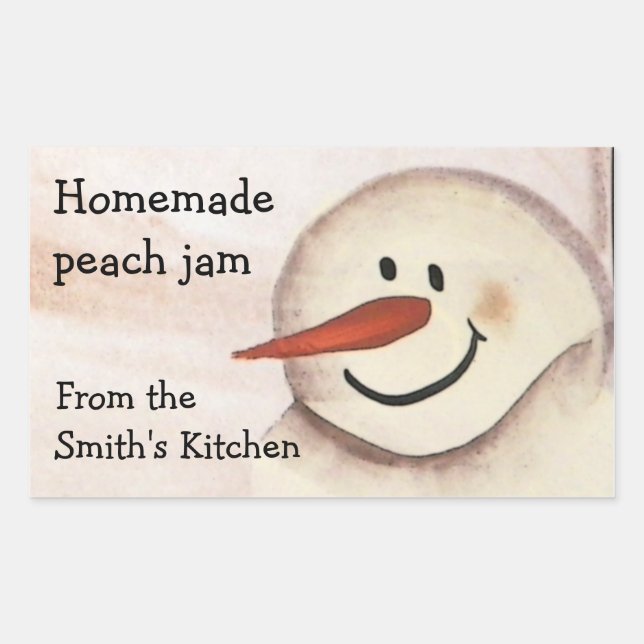 Adesivo Retangular Jar Sticker Primitivo de Natal Snowman (Frente)