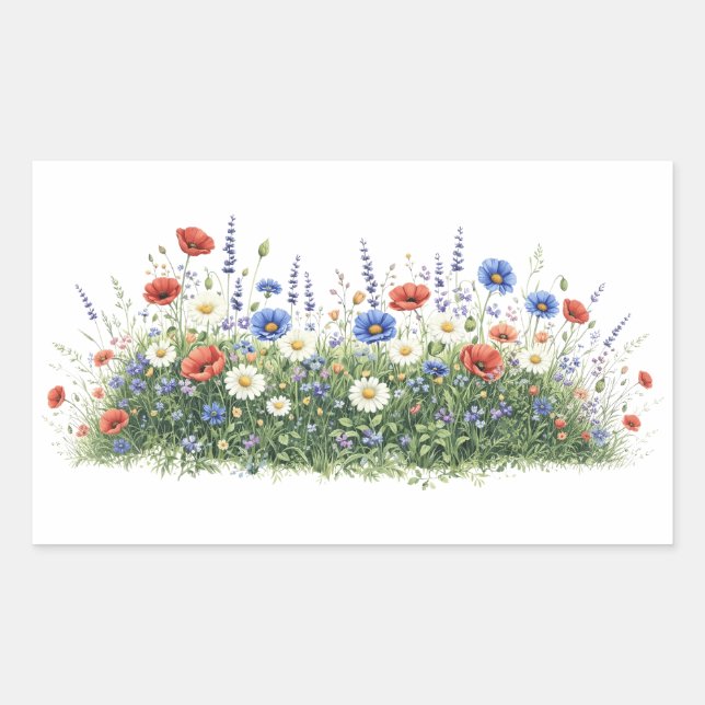 Adesivo Retangular jardim botânico de flores silvestres (Frente)