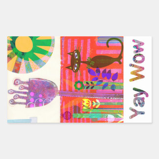 Adesivo Retangular Jardim de Flor de Gato de Sol Feliz