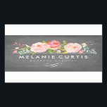 Adesivo Retangular Jardim de Rosas Quadro de Giz Floral Negócios<br><div class="desc">Quadro de giz e flores cor-de-rosa.</div>