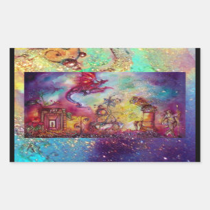 ADESIVO RETANGULAR JARDIM DE SOMBRAS PERDIDAS/DRAGÃO VERMELHO VOANTE