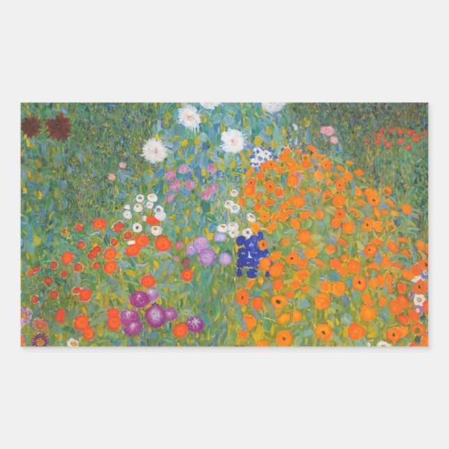Adesivo Retangular Jardim Flor por Gustav Klimt (Frente)