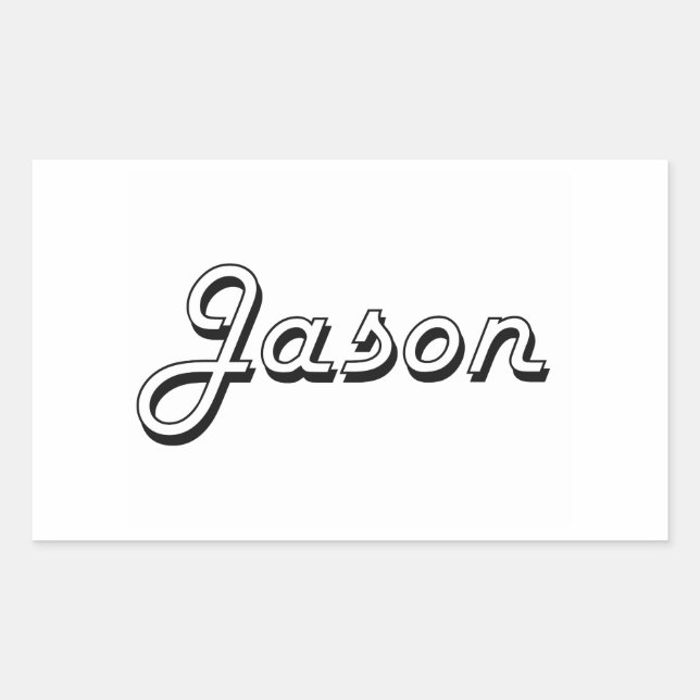 Adesivo Retangular Jason Classic Retro Name Design (Frente)