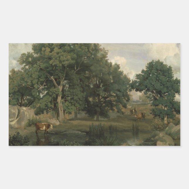 Adesivo Retangular Jean-Baptiste-Camille Corot - Floresta (Frente)