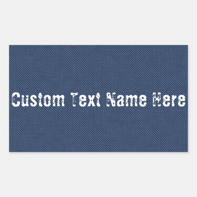 Adesivo Retangular Jeans Azuis Faux Tecido Cuatsom Name Stick (Frente)