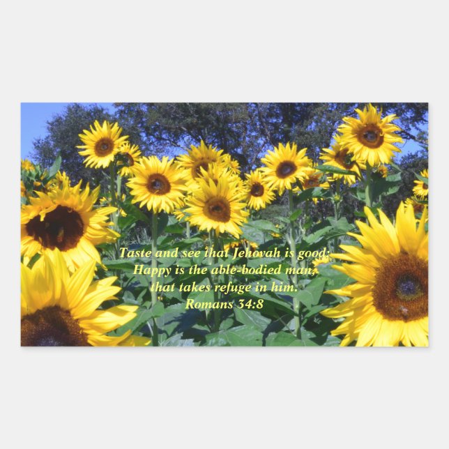 Adesivo Retangular Jeová, Deus, é o bom romano 34:8 (Frente)