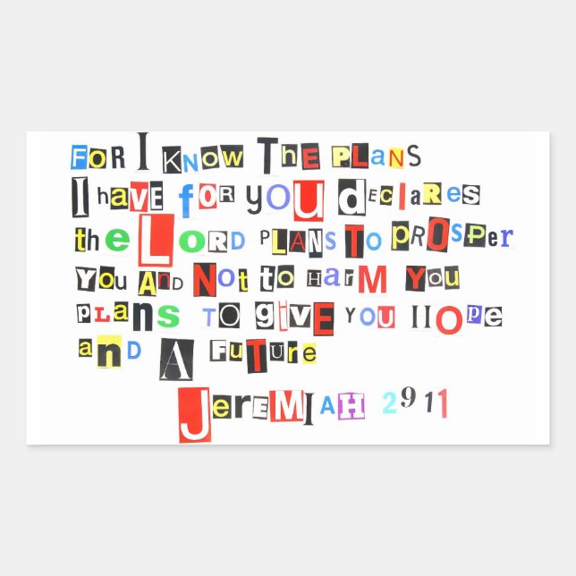 Adesivo Retangular Jeremiah 29:11 (Frente)