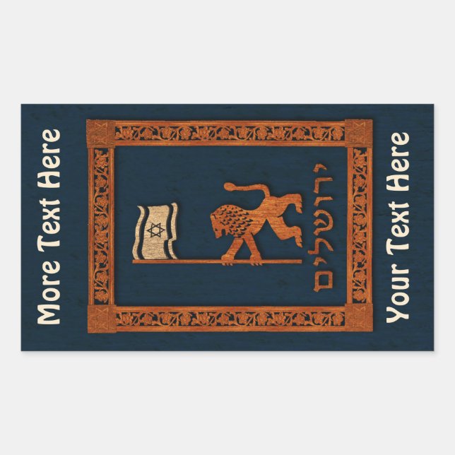 Adesivo Retangular Jerusalem Day Lion com Bandeira (Frente)