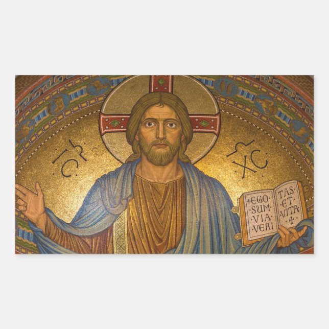 Adesivo Retangular Jesus Cristo Vinhetas Religiosas de Natal (Frente)