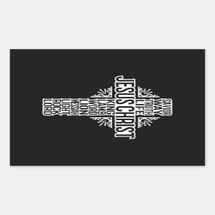 Adesivo Retangular JESUS CROSS - NOMES DO CRISTO Sticker