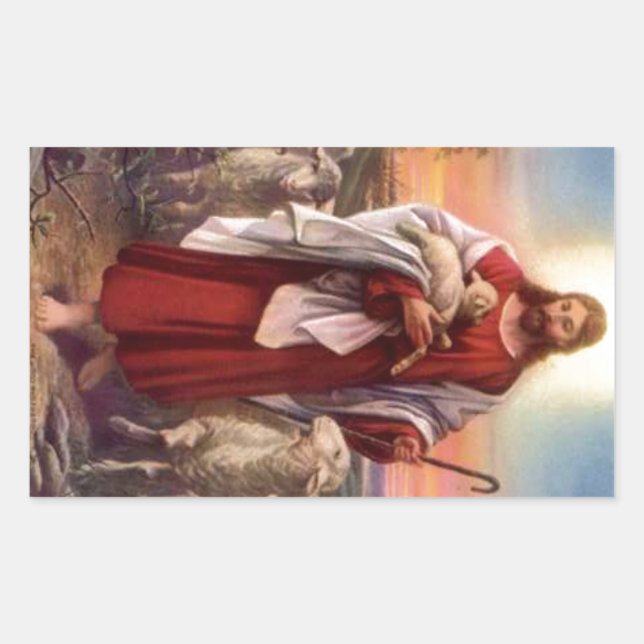 Adesivo Retangular Jesus e borregos (Frente)