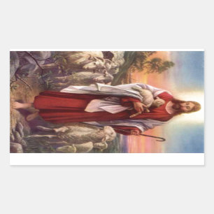 Adesivo Retangular Jesus e cordeiros