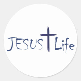 Adesivo Retangular JESUS Life Blue Text Stickers 20 por folha