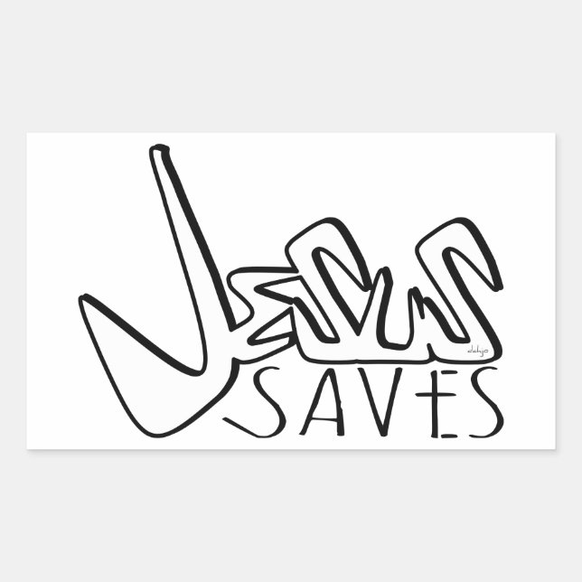 ADESIVO RETANGULAR JESUS SALVA GRAFITE (Frente)