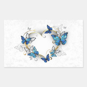 Adesivo Retangular Jewelry Heart with Butterflies Morpho