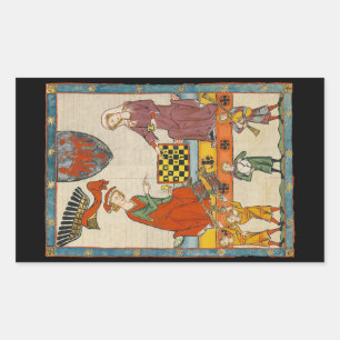 Adesivo Retangular Jogo de Xadrez do Codex Manesse do século XIV