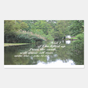 Adesivo Retangular John 12:32 E eu, se eu for levantado da terra