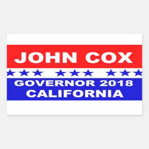 Adesivo Retangular John Cox para o governador 2018 de Califórnia