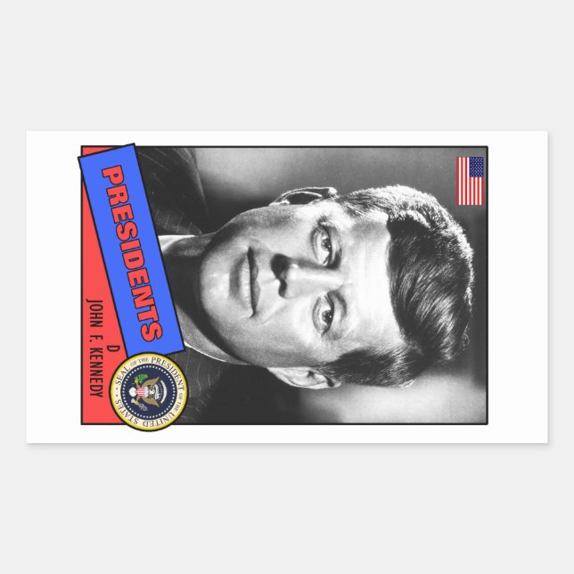 Adesivo Retangular John F. Kennedy Baseball Card (Frente)