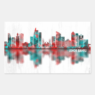 Adesivo Retangular Johor Bahru Malásia Skyline