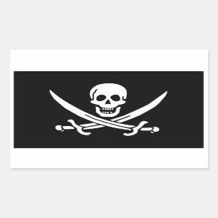 Adesivo Retangular Jolly Roger de Calico Jack Rackham