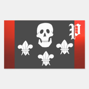 ADESIVO RETANGULAR JOLLY ROGER SKULL E TRÊS MENTIRAS FLAG MONOGRAM