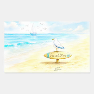 Adesivo Retangular Jon Seagull - Paz & Amor