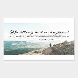 Adesivo Retangular Joshua 1:9 Seja forte e corajosa Bíblia