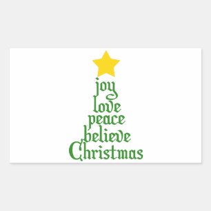 Adesivo Retangular Joy, Love, Peace, Acredite, Natal