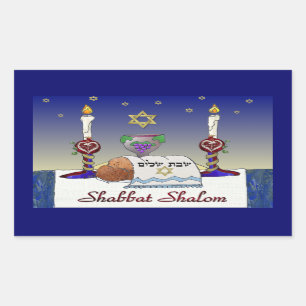 Adesivo Retangular Judaica Shabbat Shalom Art Impressão