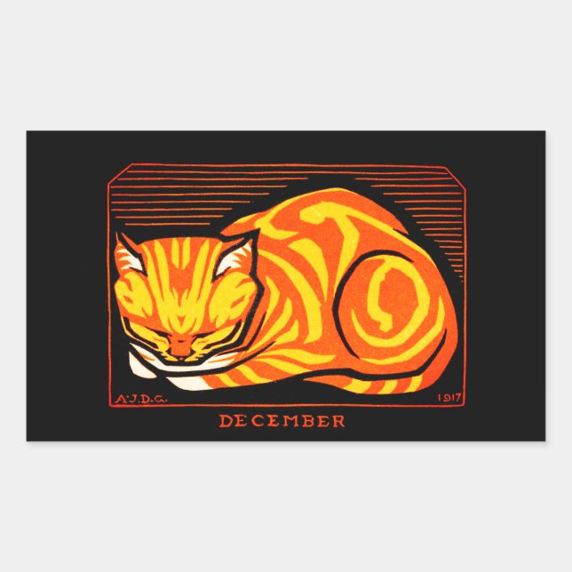 Adesivo Retangular Julie de Graag Dezembro Cat (Frente)