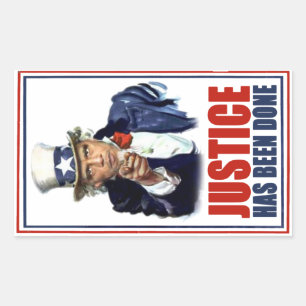 Adesivo Retangular Justiça de Obama foi Bin Laden feito matado