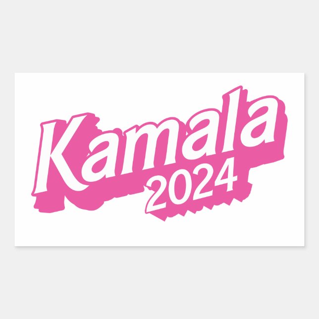Adesivo Retangular Kamala 2024 cor-de-rosa (Frente)
