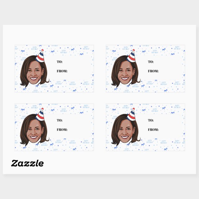 Adesivo Retangular Kamala Harris Birthday (Folha)