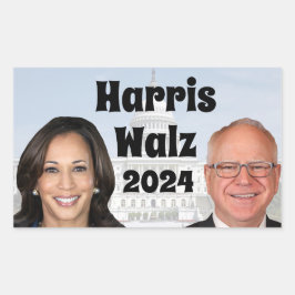 Adesivo Retangular Kamala Harris e Tim Walz 2024